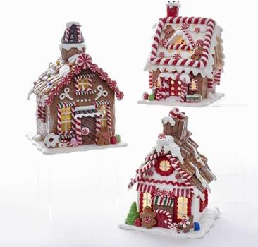 Kurt S. Adler ZCID3168 - LED Lebkuchenhäuser, Größe 21 cm, -3er-SET-